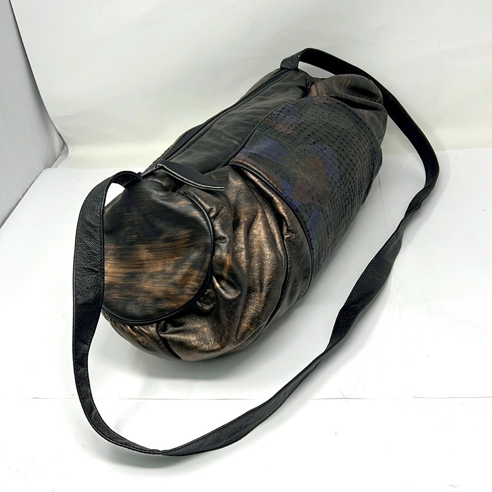 Vintage Multicolored Metalic Leather Large Shoulder Crossbody Bag